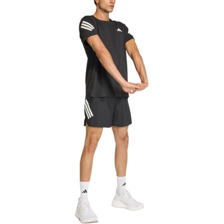 adidas T-shirt da corsa a maniche corte con scollo rotondo e logo a righe Climacool da uomo JZ7694