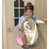 American Cartoon Shoulder Short-sleeved T-shirt for Women