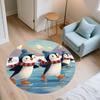 Snowy Day Penguin,Round Area Rug,Carpet Rug for Living Room Bedroom Sofa Playroom Decor,Non-slip Floor Mat