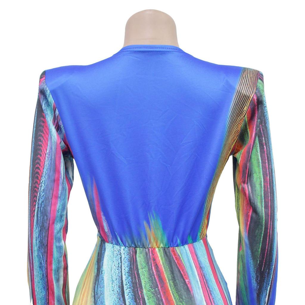 European & American Fashion Women's Color Block Pleated Casual Dress C6952