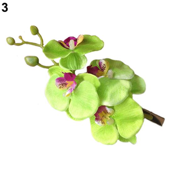 Fashion Women's Fake Phalaenopsis Flower Hair Clip Bridal Wedding Hair Accessory