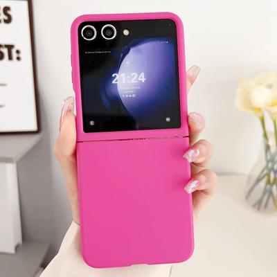 Funda protectora de plástico con tacto de piel para Samsung Galaxy Z Flip 6, 5, Flip6, Flip5 5G, carcasa rígida con ventana grande y anticaídas