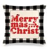 Christmas Checkered Red Letters Digital Printing Short Plush Pillow Covers For Car Sofa Office Cushion Cover Home Goods