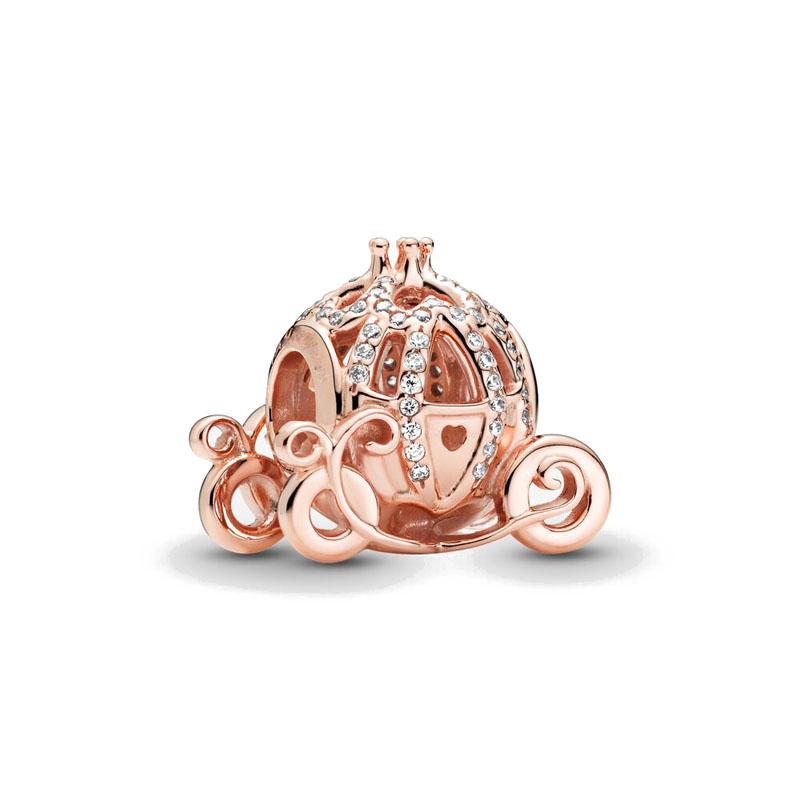 Rose Gold Series Heart-Shaped Beads Pendants Flower Clip Copper Appropriate For European Genuine Bracelets Do-It-Yourself Elegant Jewellery
