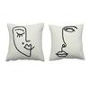 MinimalistStyle Face Embroidery Pillow Case Home Decorations Plush Pillowcase