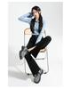 Damen Schwarz High-Waist Schlagjeans mit Schlitzen, Petite Slim Fit, Herbst/Winter.
