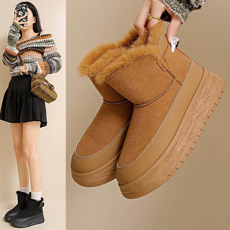 velvet high-top snow boots for women's 2025 winter new student ins Korean version of thermal casual shoes heightening cotton shoes 818