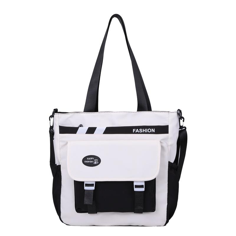 Large capacity trend contrasting color student leisure shoulder bag campus literary and simple handbag