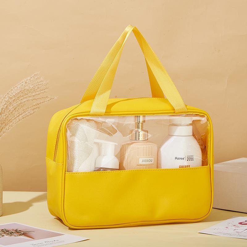PU Translucent Waterproof Makeup Bag - Large Capacity Travel Bath & Cosmetics Case