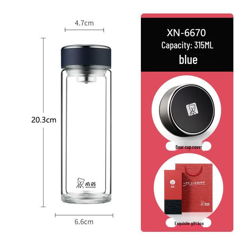Heenoor XN-6670 Double-Layer Insulated Glass Water Bottle
