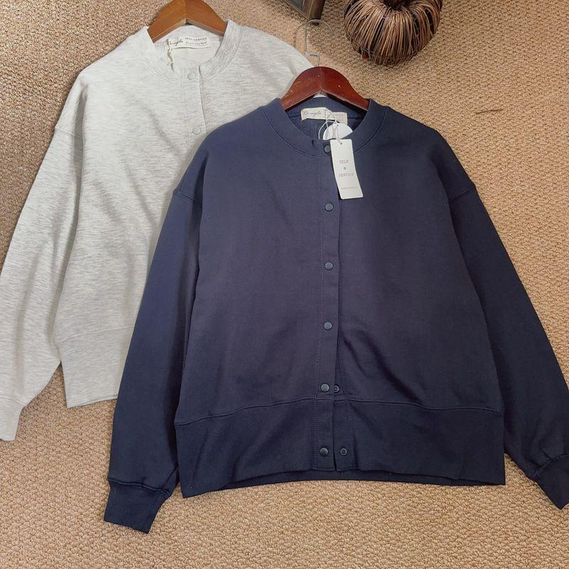 

Orders Exported to Japan Women s Casual Hoodie Cardigan Outerwear round Neck Long sleeve Top White Gray M