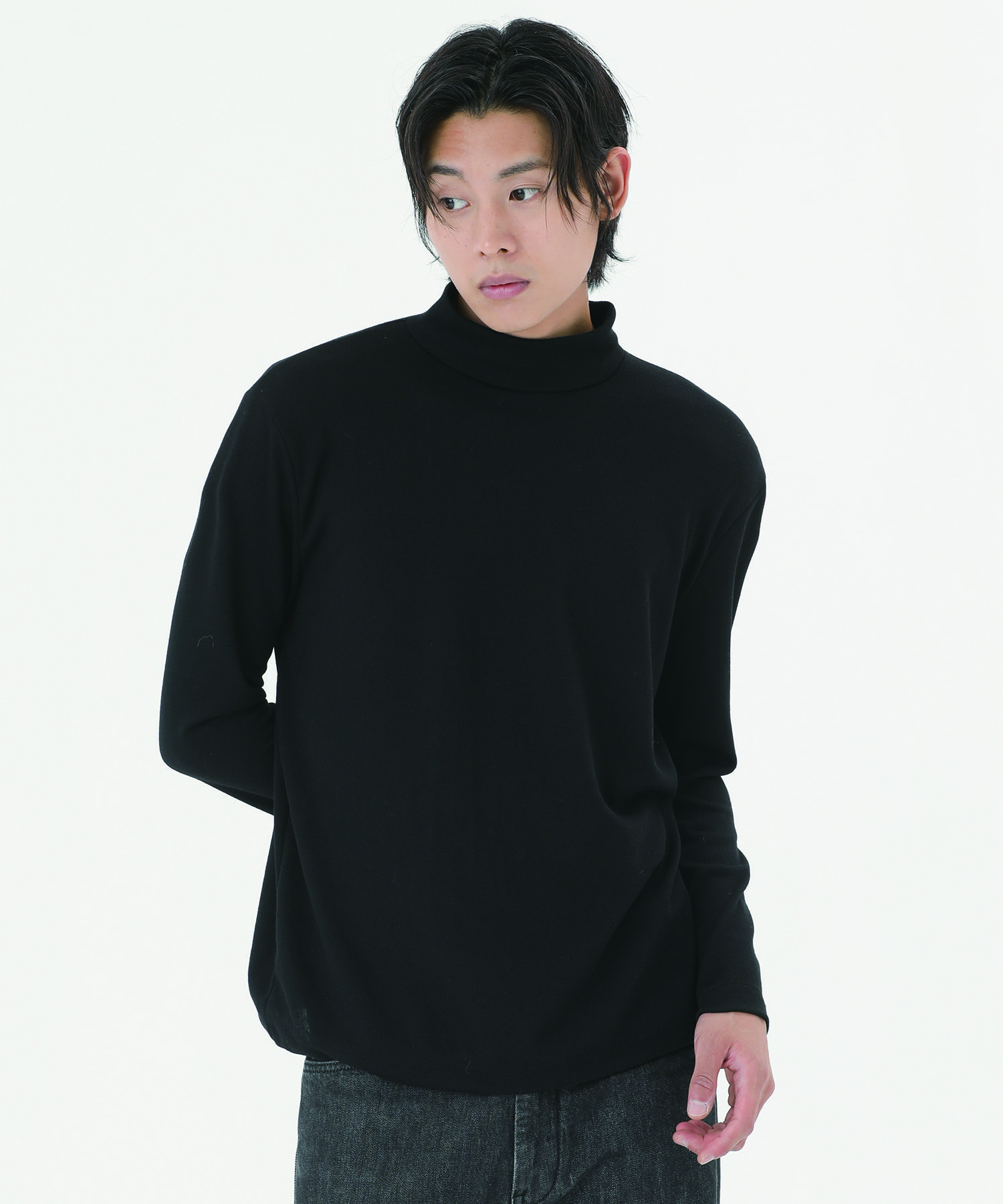 Pepper Seasoning Minimal Half Turtleneck Knit Black Black/Half Neck M