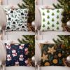Home Decor Snowmen with Holly and Candy Cane Pillow Cover Pattern Cushion Cover Suitable for Sofa Bedroom Car Pillow Cover