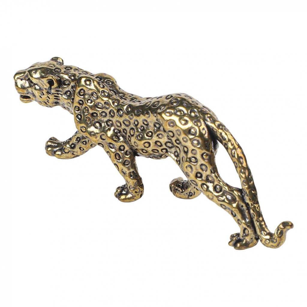 Viel Glück Figur Tierdekor Skulptur Messing Leopard Statue Kompakte Größe