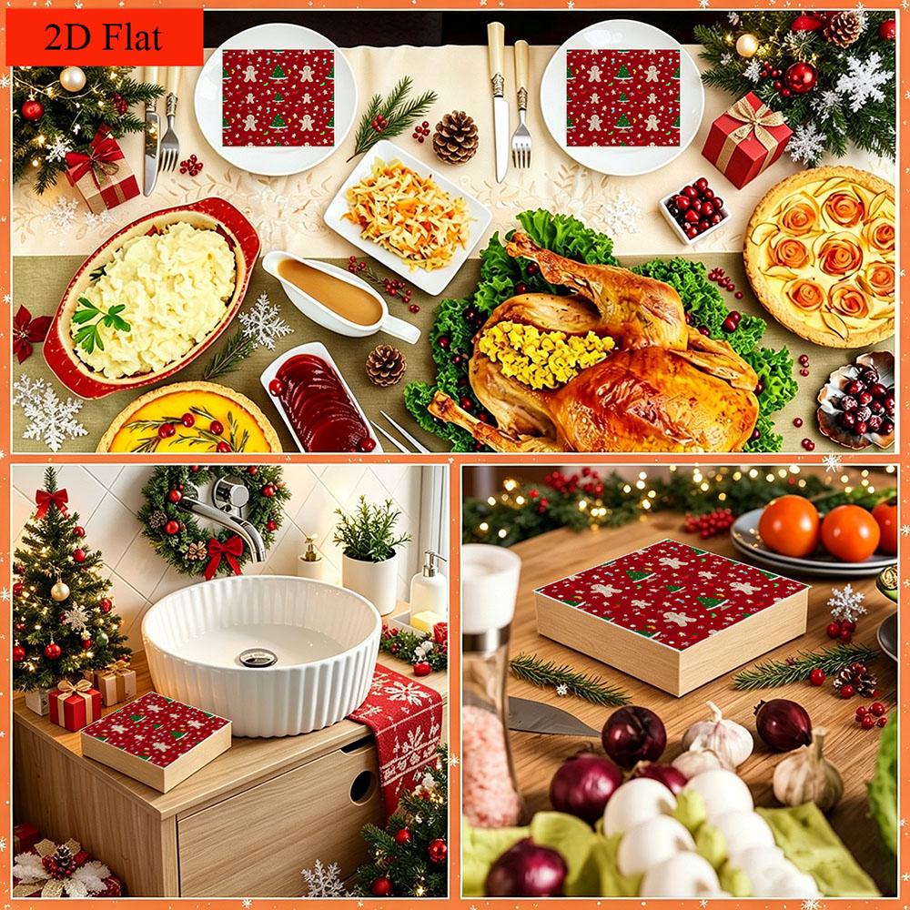 20pcs Disposable Napkins with Christmas Elements Pattern Print for Wedding,Parties,and Daily Use for Thanksgiving Fall Christmas Table Decoration