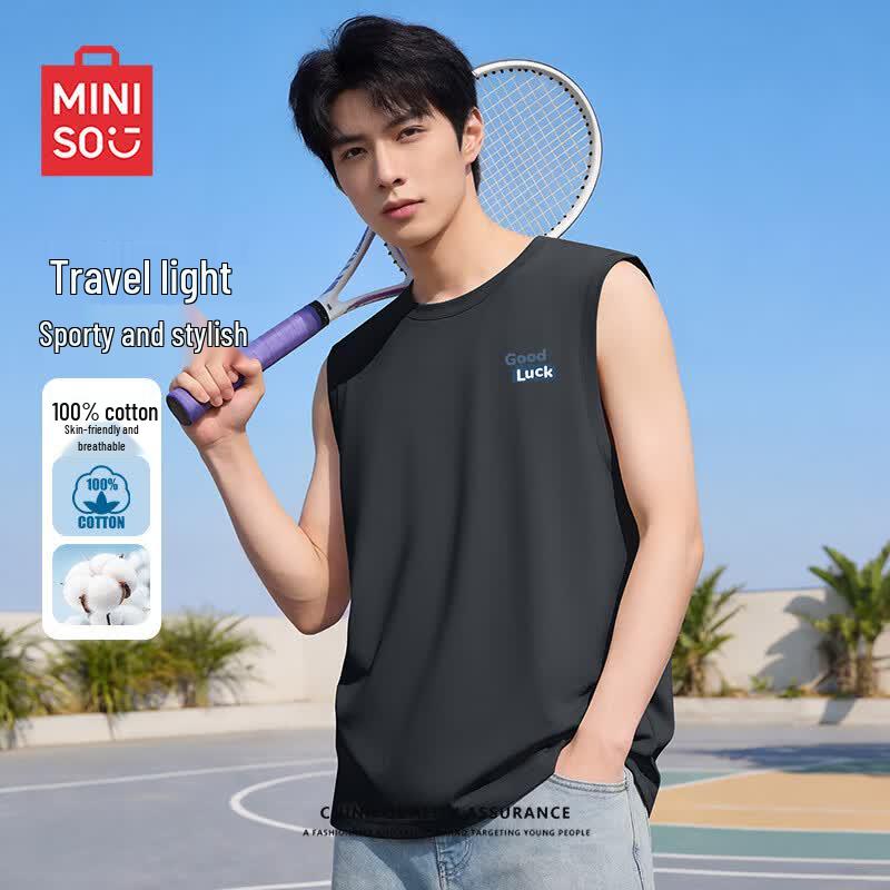 MINISO Men's Cotton Sleeveless Sport T-shirt Z