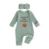Damen Halloween Langarm Buchstabenprint Strampler Outfit Set