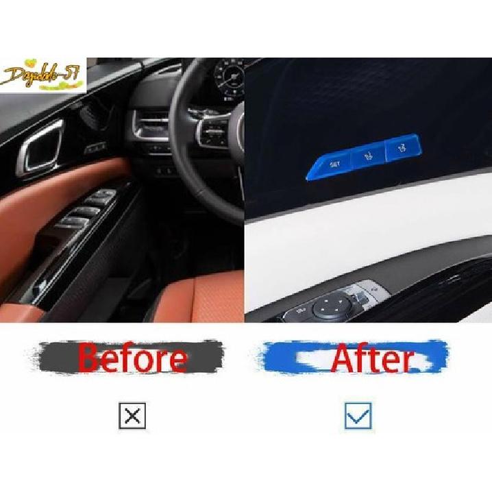Blue Aluminum Memory Seat Button Switch Cover Trim 3* For Kia Carnival -