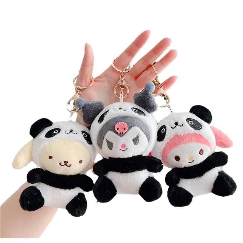 Cute Panda Plush Keychain Doll Cartoon Stuffed Animal Pendant Bag Charm Accessory