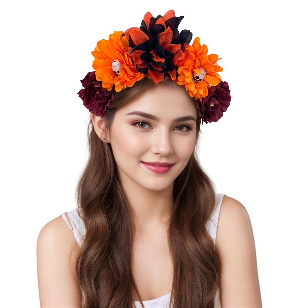 Witch Skull Dark Flower Headwear Party Sexy Headband Devil Skull Animation Hair Hoop for Live Show Role Play