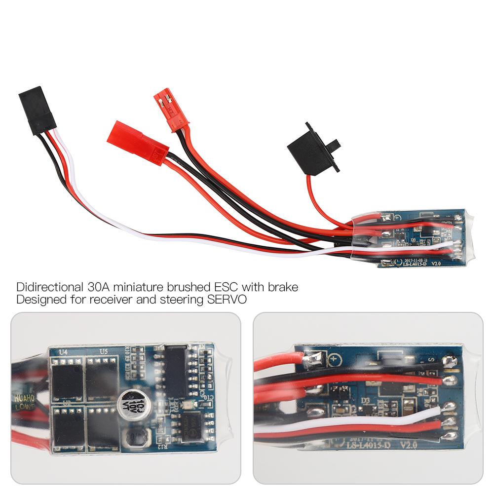 Brushed ESC Bidirectional 30A Electric Speed Controller with Brake for RC Car Boat