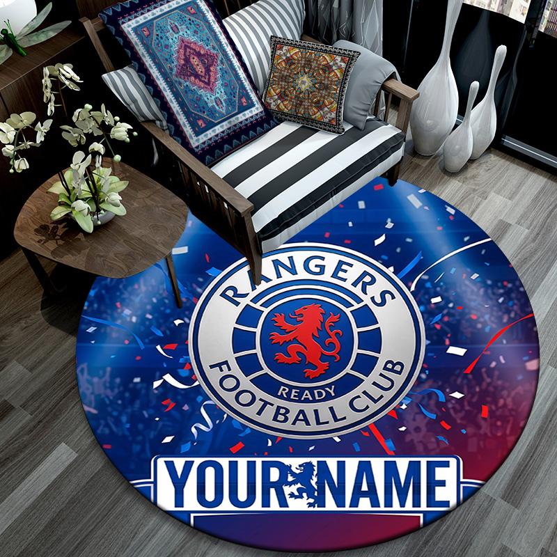 Custom Name Rangers FC Round Area Rug,Carpet Rug for Living Room Bedroom Sofa Playroom Decor,Non-slip Floor Mat