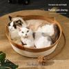 Rattan Cat Bed - All-Season Cattail Nest, Winter Warmth, Scratching Board, and Dog Bed for Pets