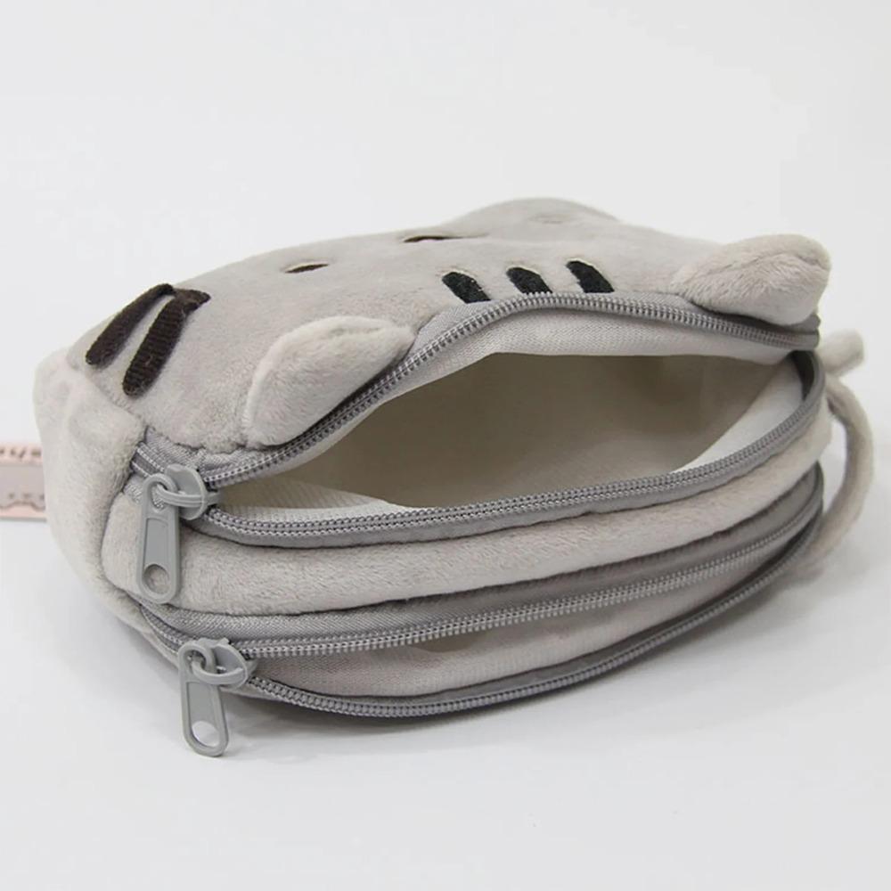 Plysch pennskrin Söt katt sminkväska Stor kapacitet Bärbar plyschdjur Stationery Förvaringspåse Blixtlås Pennskrin
