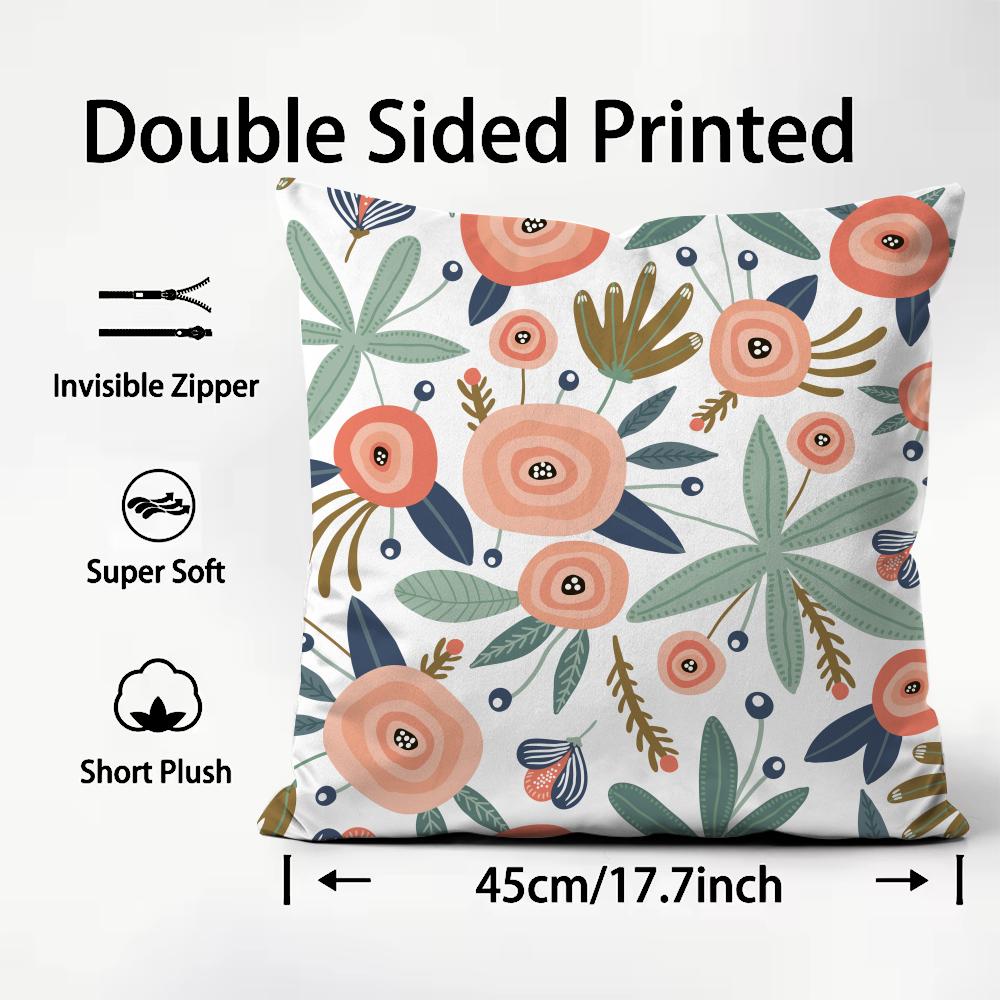 Hot Floral Cushion Cover Soft Washable Pillow Case Multi-Scene For Couch Bed Travel Office Use