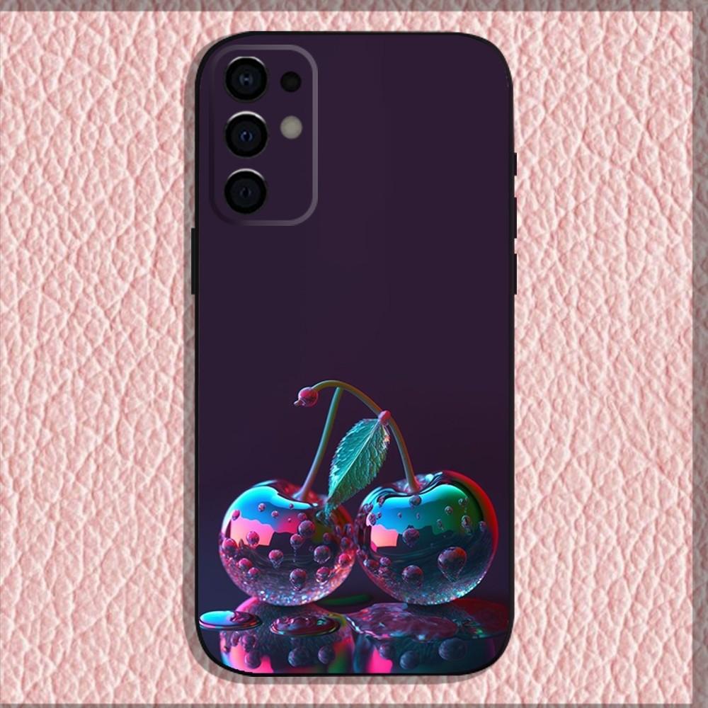 Kirschen Kirschfrucht Handyhülle Für Samsung S24,S21,S22,S23,S30,Ultra,S20,Plus,Fe,Lite,Note,10,9,5G Schwarz Weiche Hülle