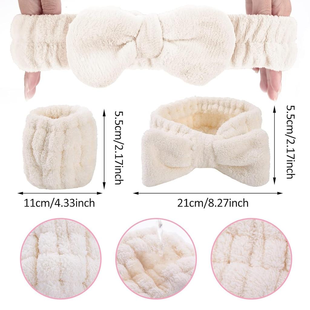 Judee Women 3 Pcs Headband And Wristband Set, Microfiber Wrist, Wrist Wash Bands, Skincare Headbands Makeup Headband With Wrist Band, Facial Headban