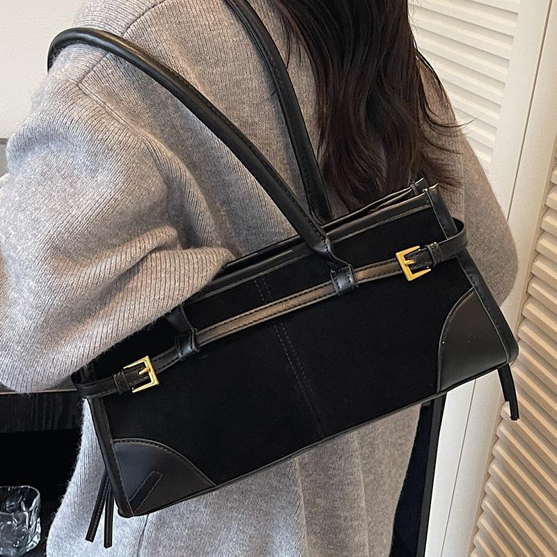 2025 Autumn New Retro Large-capacity Baguette Bag Simple Casual Fashionable Women's Bag Trendy Foreign Shoulder Bag Women