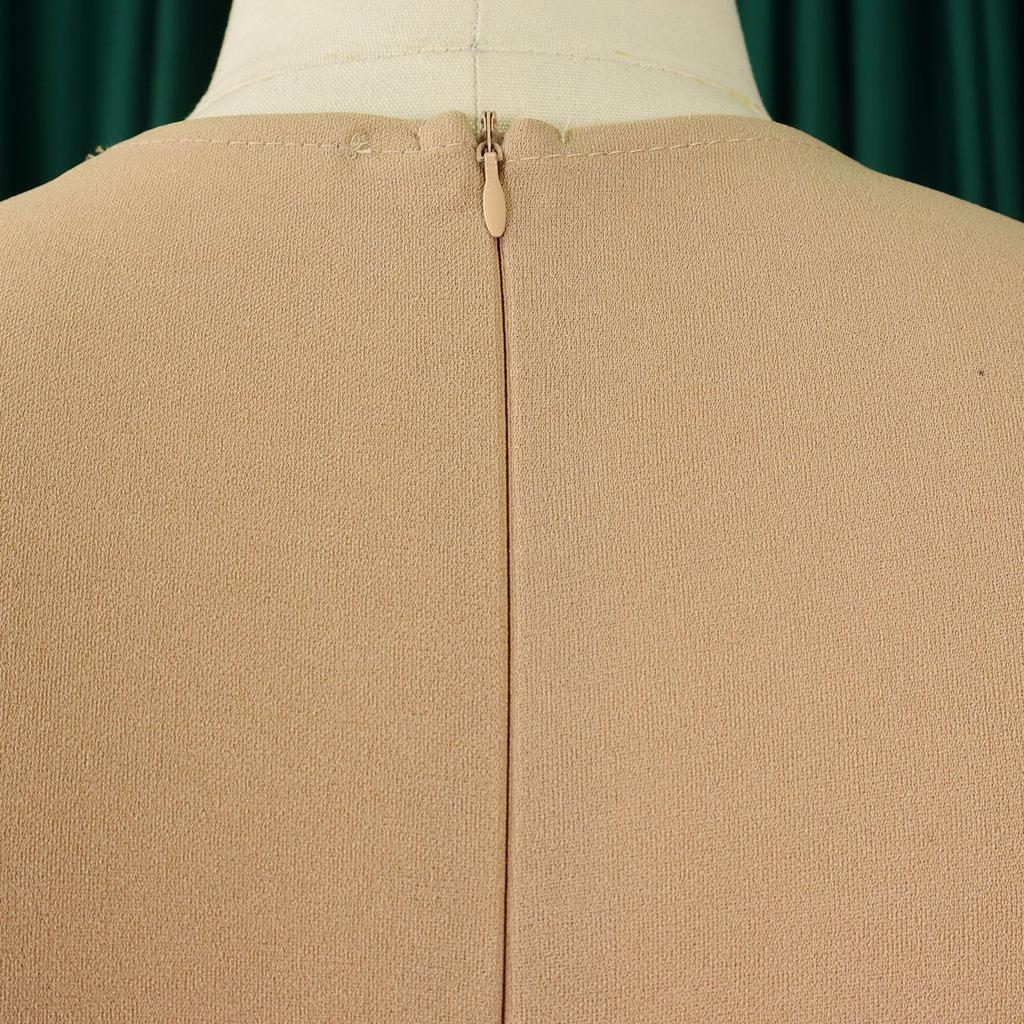 Elegantes Büro-Damenkleid Neuer V-Ausschnitt Dreiviertelärmel Gürtel in der Taille Wadenlang Formelles Business-Arbeitskleid