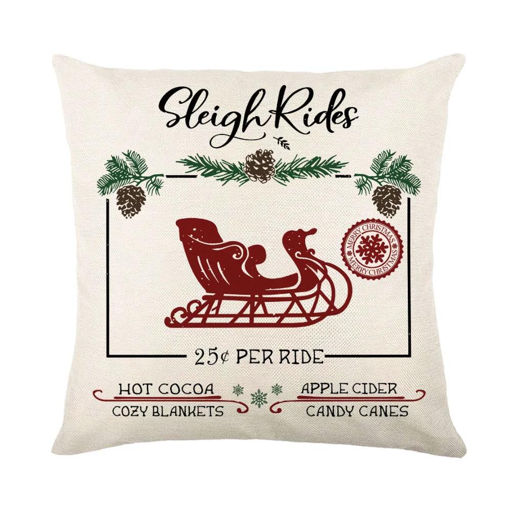 Christmas Cushion Cover Linen Pillow Covers Holiday Decoration Home Decor Salon Sofa Pillow Case Throw/Couch