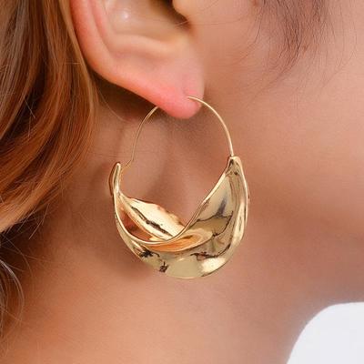 European & American Creative Irregular Metal Flower Basket Statement Earrings - Trendy Net Red Style
