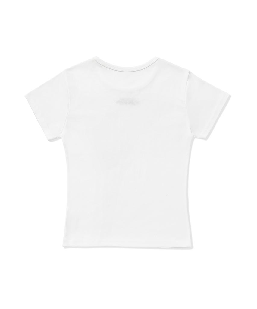 BETWEEN A AND B Mini Flower Embroidery T-Shirt [White]
