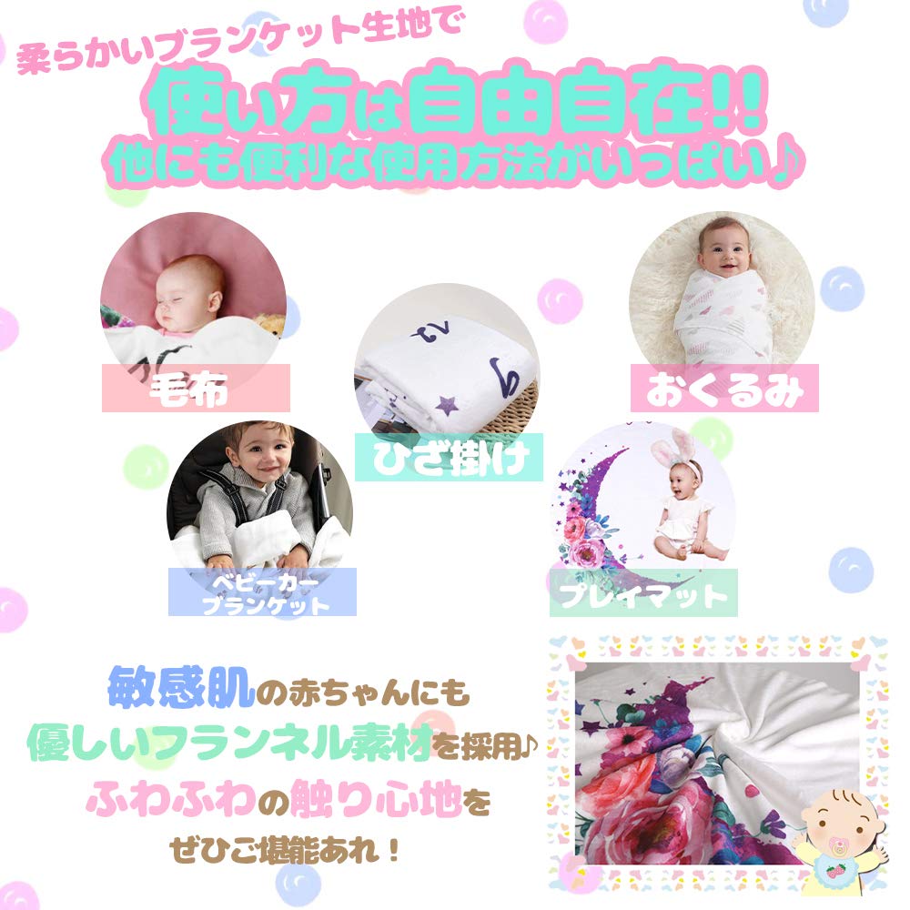 Sleep Art Moon Age Photo Mat Baby Photo Sheet Thin Blanket Baby Growth Record Gift [MUMULOT] (Navy)