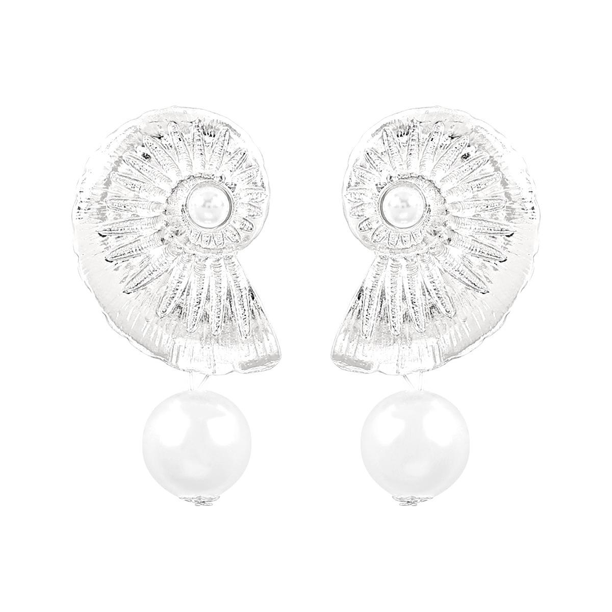 

Жіночі металеві сережки з темпераментом пляжної моди Conch срібний