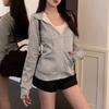 Streetwear Black Hoodie Coat Women's Clothing Hooded Zipper Slim Fit Y2k Jackets Casual Fashion Sweatshirts Ropa Mujer