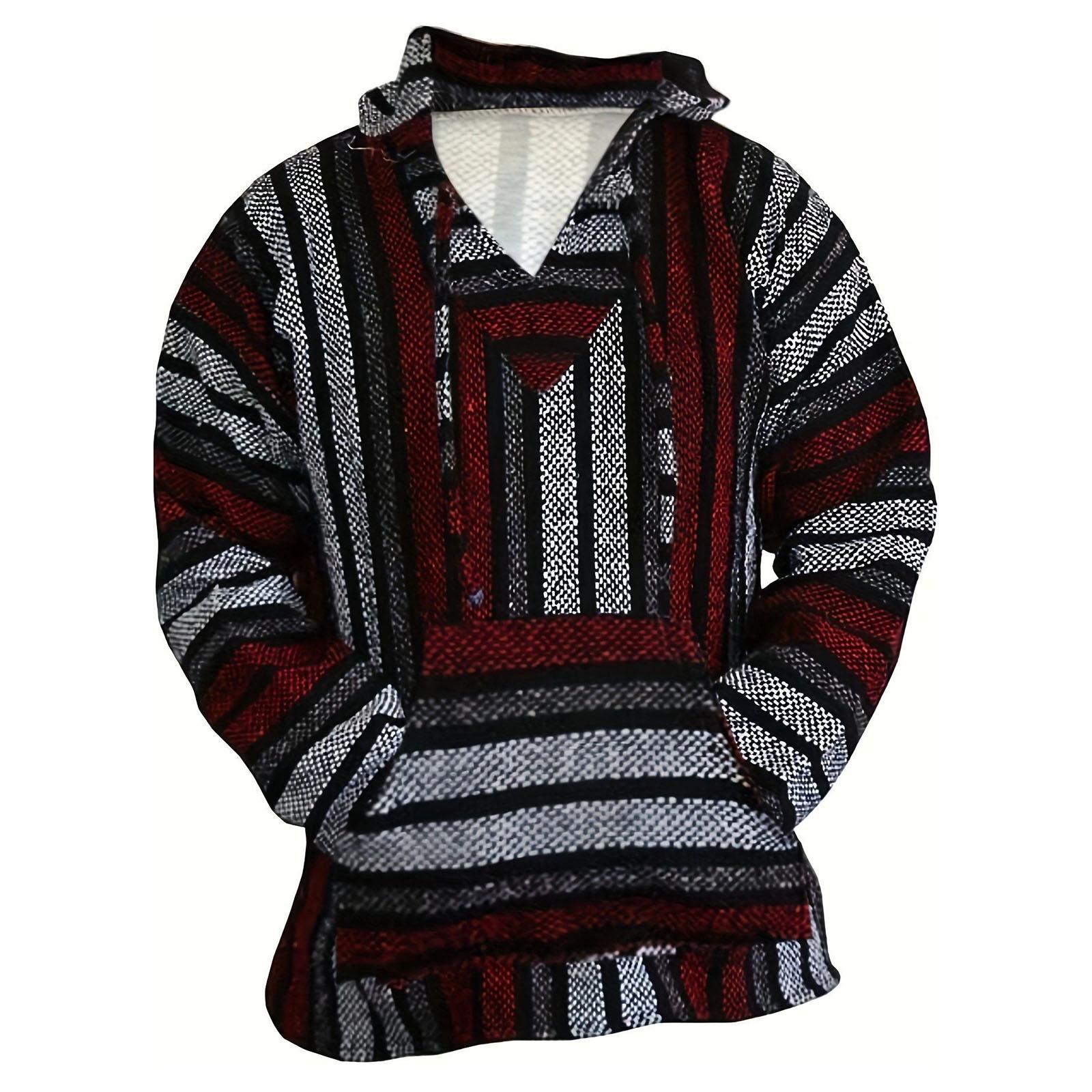 

Мужское Худи в Трайбл Стиле Комфортное С Капюшоном С Длинными Рукавами XXL винный