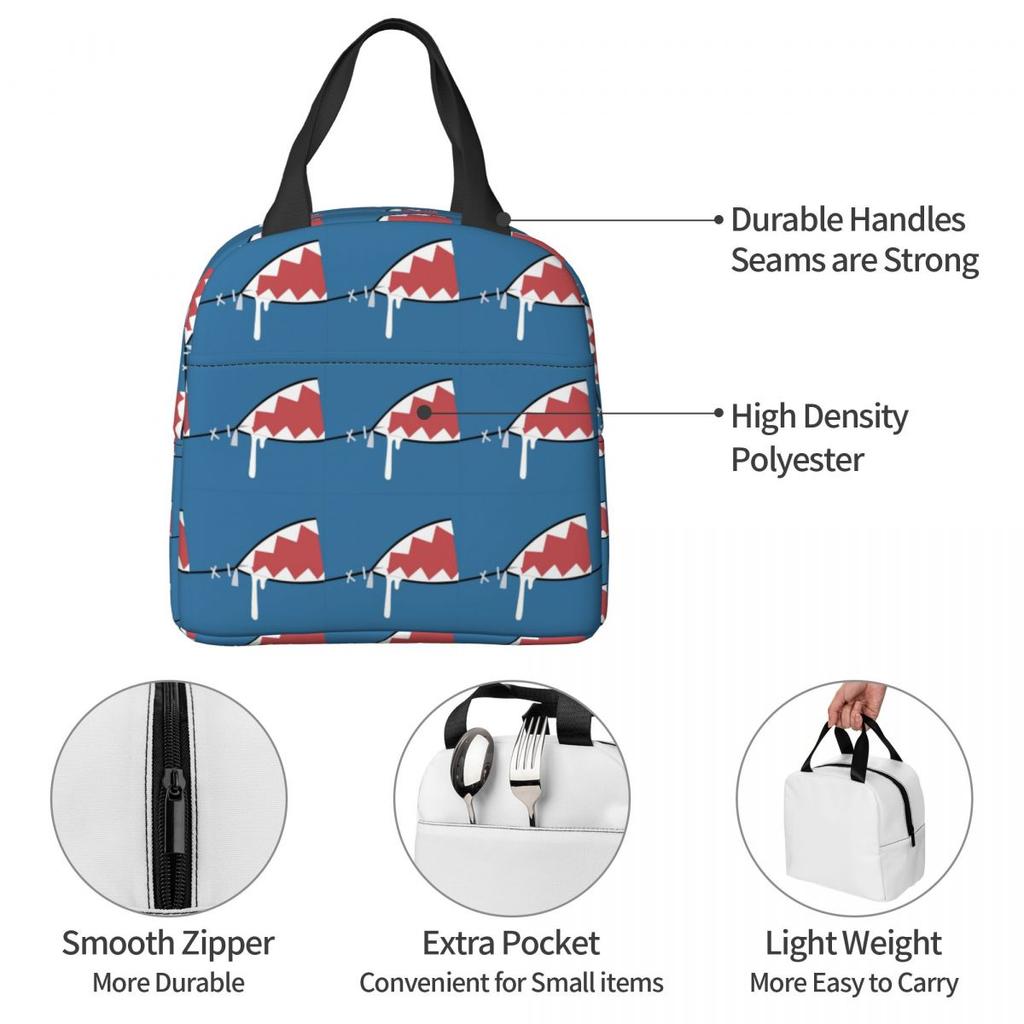 Gawr Gura Shark Mouth Insulated Lunch Bag for Women Children Portable Food Boxes Thermal Lunch Box Tote