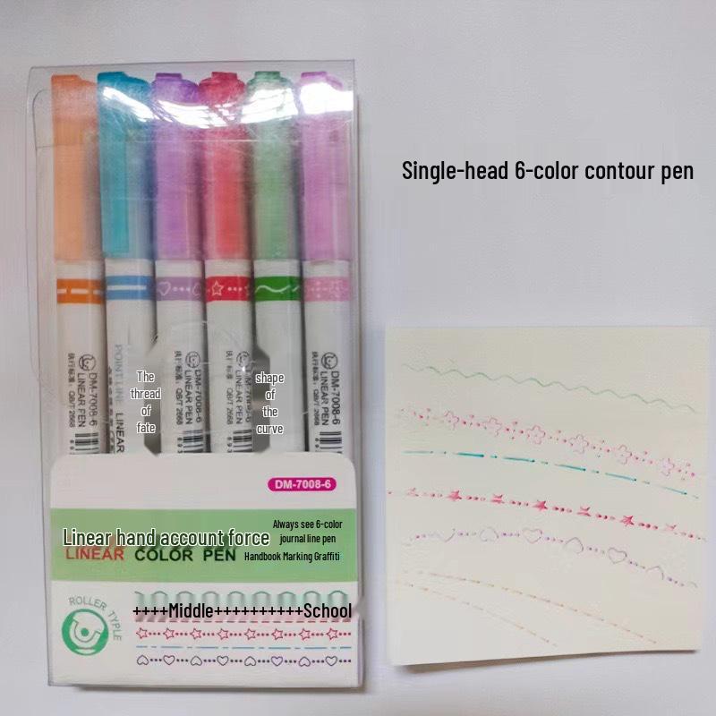 

Набор креативных 6-цветных текстовыделителей с волнообразным краем для журнала