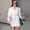 Spring and Summer Fashion Printing Loose Suit Collar Lace-up Waist Blazers Jacket