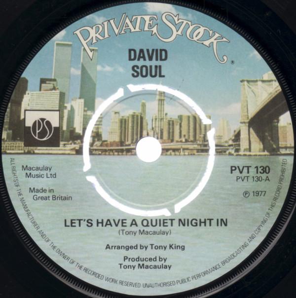 

7-дюймовая пластинка DAVID SOUL Lets Have A Quiet Night In PVT130 Private Stock 1977 UK Поп Б/у