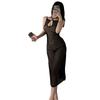 Nightclub Backless Perspective Elastic Sexy Slim Slim Slim Mesh Dress Ultra-thin Suspender Dress Home
