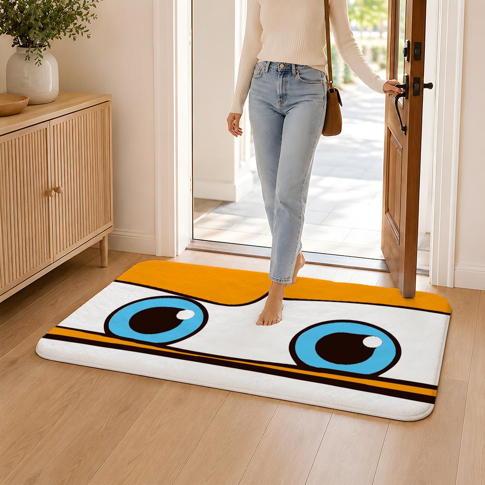 Colorful Big Eyes Floor Mat Flannel Rug Non Slip Absorbent Soft Washable For Entryway Hallway Bathroom Kitchen Decor