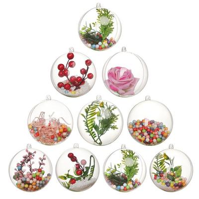 5 Stücke 4/5/6/7/8Cm Transparente Offene Kunststoff Weihnachtsdekorationen Ball Klare Kugel Ornament Geschenk Präsentieren Box Party Dekoration
