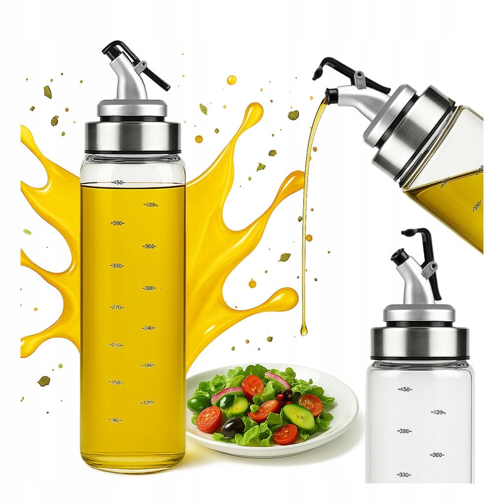 Glass Dispenser 500 ml with Scale for Oil, Sauces, Vinegar, Spices