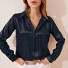 Womens V Neck Tops Ladies Long Sleeve Buttons Long Sleeve Casual T-Shirt Blouse