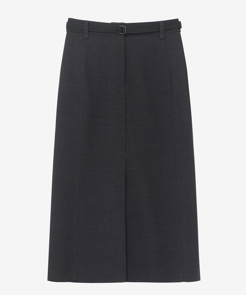Mind Bridge Woman [Couture] H-Line Belted Slit Skirt - 2 Colors